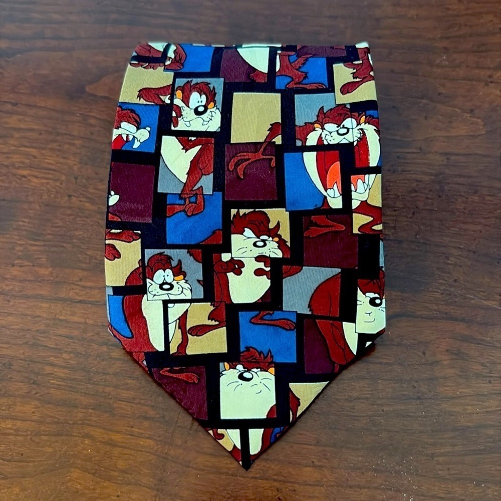 Looney Tunes Tazmanian Devil Taz Vintage Men's Cartoon Print Tie 90s Nostalgia